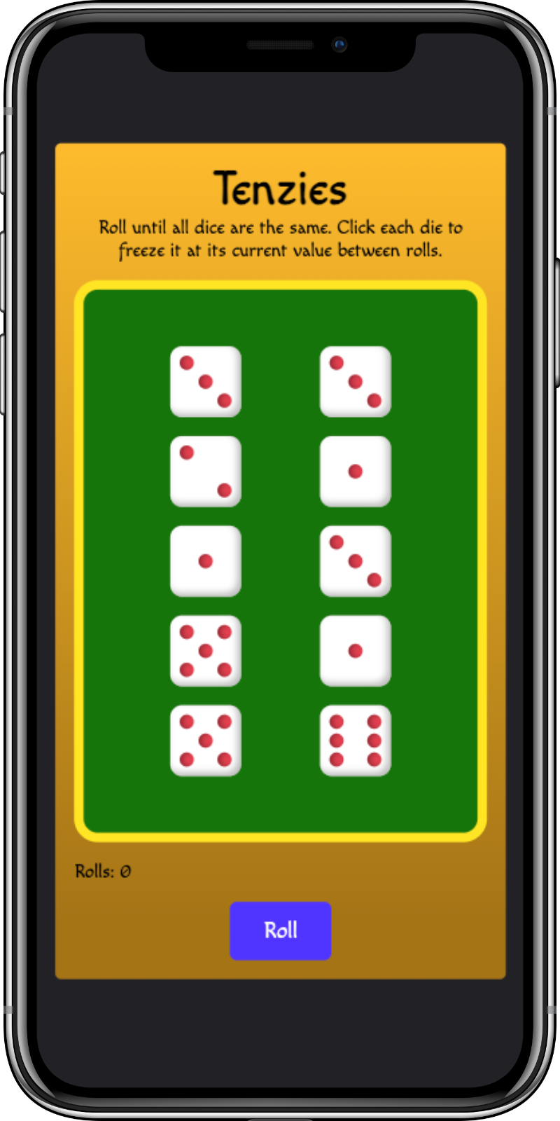 pictur of tenzies app for mobile